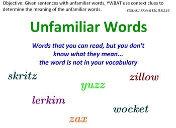 Unfamiliar Words With Meaning And Sentence
