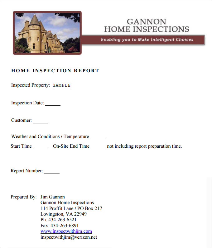 Home Inspection Format